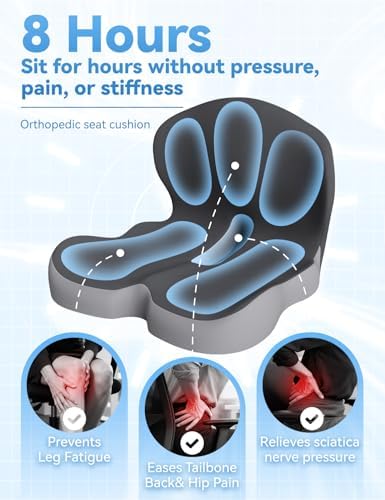 Celinva Orthopedic Car Seat Cushion for Tailbone Pain Relief(Dark Gray)