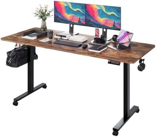 Monomi Large Electric Standing Desk 71“x31.5“ Height Adjustable,Brown