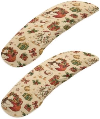 2 Piece Office Chair Arm Covers Protectors, Christmas Goose Printed Anti-Slip Dust-Proof Computer Chair Armrest Covers with Elastic Edge, Easy to Install, Christmas Home Decor