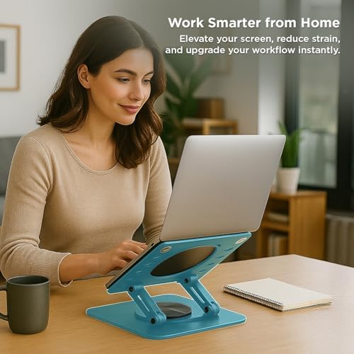 Uncaged Ergonomics Laptop Stand for Desk Riser/360° Swivel (Ocean Blue)