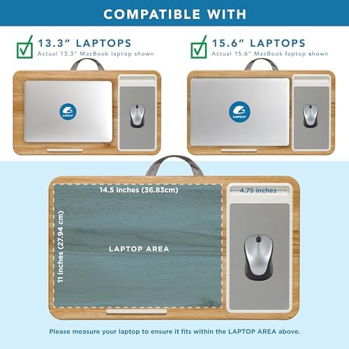 LAPGEAR Home Office Lap Desk – Oak Woodgrain, Fits 15.6” Laptops