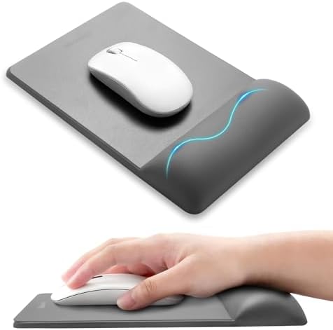 univo colors Mini Size Mouse Pad for Business Trips and Travel,Premium PU Material,Ergonomic Design,Smooth Mouse Operation with Hard Plate,Reduces Fatigue(Gray)