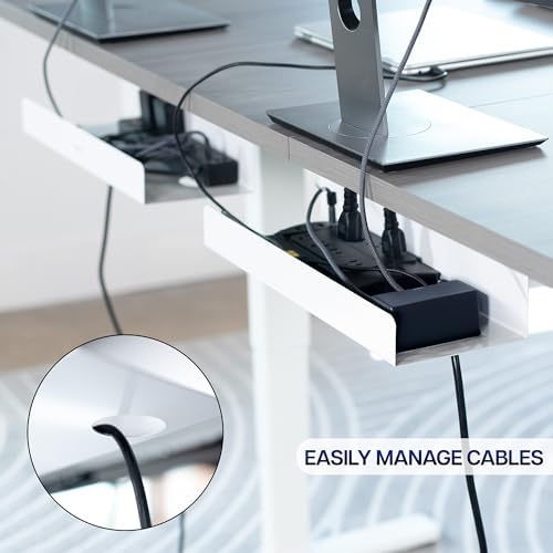 VIVO 2 Pack White 17 inch Extra Deep Cable Management Tray, DESK-AC16-2CW
