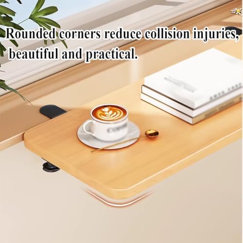 Clamp On Desk Extender, 90 Degree Foldable Desktop Extension Board, Ergonomic Keyboard Tray Extender for Office Desk, Dining Table, Window Sill & Bookshelf Space Saving White 20x60cm (7.9inx23.6in)