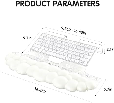 White Acrylic Keyboard Stand with Wrist Rest，Detachable/Adjustable Width