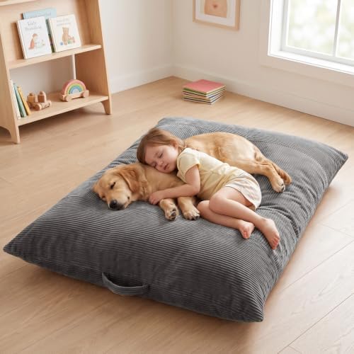 HUGHEAVEN Comfy 3-in-1 Kids Bean Bag Chair, Removable Cover Floor Chair