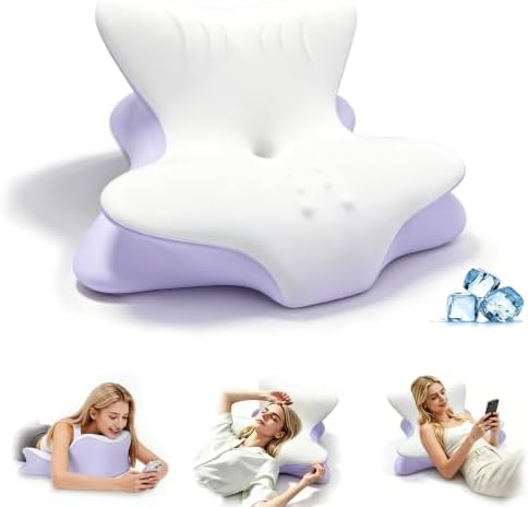 Cervical Neck Pillow for Pain Relief, Ergonomic Reading Pillow for Bed