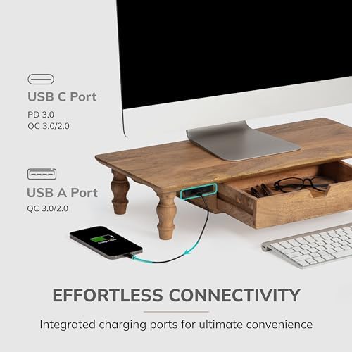Anji Mountain Monitor Stand for Desk - Desktop Organizer & Laptop Riser, Ergonomic Monitor Riser, Space-Saving, Durable, Easy Assembly & Ideal for Home & Office,Natural, 24-Inch, Pro Edition