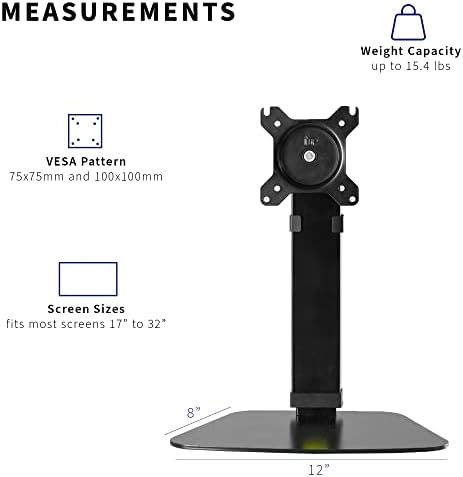 VIVO Mechanical Free Standing Single Monitor Mount Desk Stand, Tall Height Adjustable Arm for Screens up to 32 inches, Black, STAND-V001V