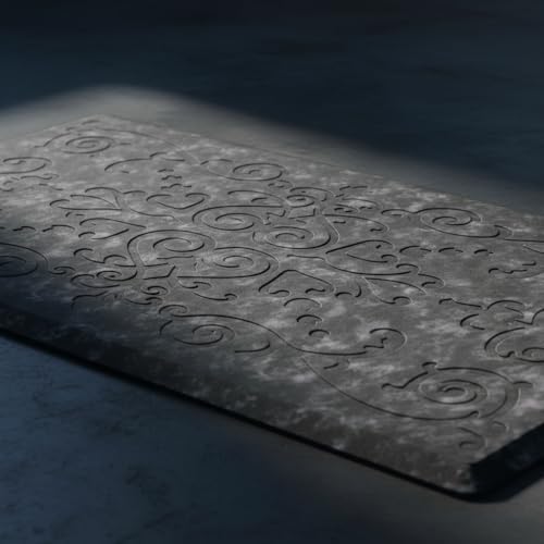 J&V TEXTILES Medallion Embossed Kitchen Mat Cushioned Anti Fatigue Floor Mat, Thick Non Slip Waterproof Kitchen Rugs and Mats,Heavy Duty Foam Standing Mat for Kitchen (Charcoal Gray, 20" X 39")