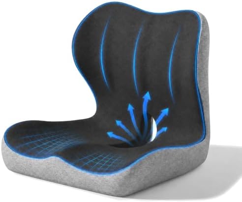 Orthopedic Cushion, Seat Cushion for Office Chair and Car, Ergonomic Memory Foam L-Shaped Integrated Seat Cushions, Lumbar Support & Tailbone Pain Relief for Office Chair (Pro-Double Gray)