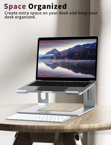 ALASHI Ergonomic Laptop Stand, Aluminum Desk Riser, 10-15.6", Silver