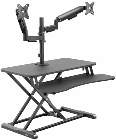 VIVO Black 32 inch Desk Riser with Monitor Mount, DESK-KIT-0K2K