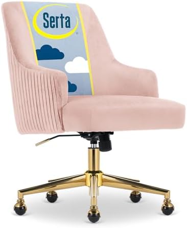 Serta Modern Vanity Chair with Gold Base, Mid-Back Soft Velvet Desk Chair