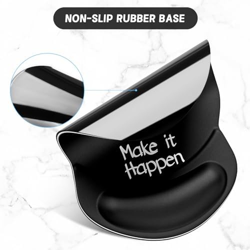 ITNRSIIET Ergonomic Mouse Pad with Gel Wrist Support Small Wrist Rest Smooth Surface Non-Slip PU Base Comfortable Office Supplies Pain Relief, 8.7 x 7.2 inches, Inspirational Quote Black
