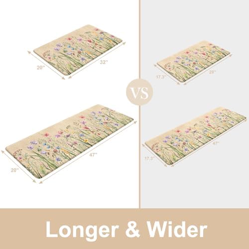 KIMODE Anti Fatigue Kitchen Mats, Brown Farmhouse Kitchen Rugs Sets of 2