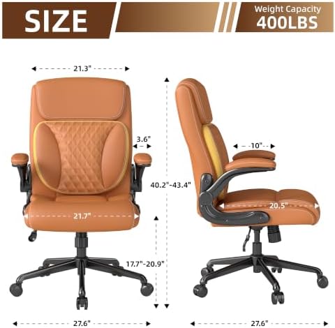 Youhauchair Executive Office Chair, Leather Computer Desk Chair, Brown