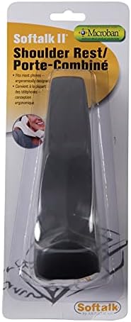 Softalk II Phone Shoulder Rest, Landline Office Telephone Accessory with Nonslip Ergo-Grip Cushion and Self-Adhesive Tape Attachment, Black