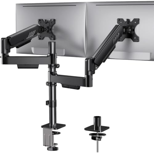 HUANUO Dual Monitor Stand, Stacked Monitor Mount for 13-32″ Screens