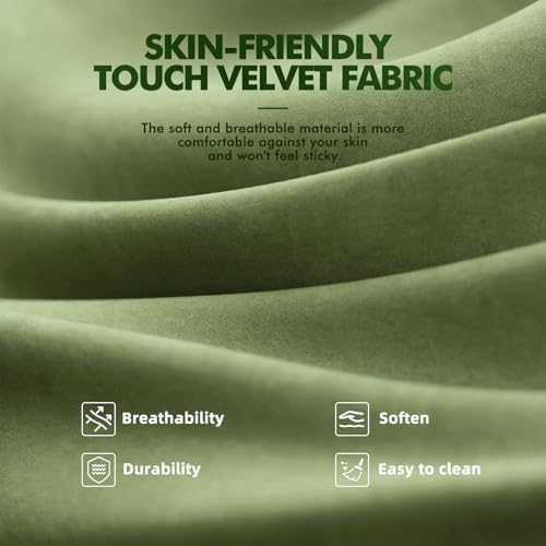 Soontrans Green Velvet Gaming Chair with Footrest, Ergonomic Reclining Computer Desk Chair, Massage Lumbar Cushion & Headrest, Comfortable Video Game Chair for Adults