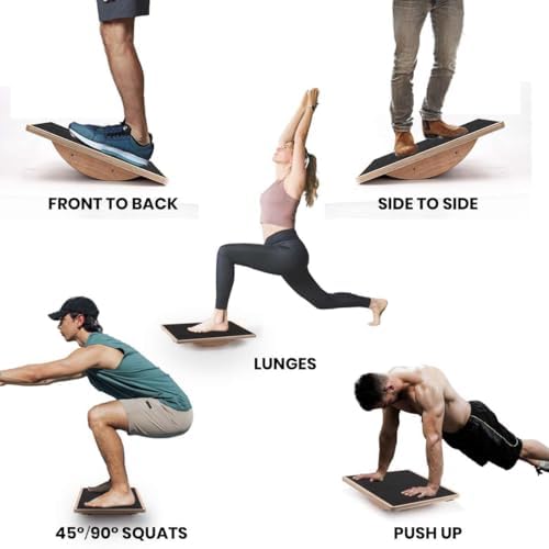 Balance Board Wobble Board for Adults Anti-Slip Balance Board for Physical Therapy Standing Desk Core Strength Wooden Balance Board Rocker Board