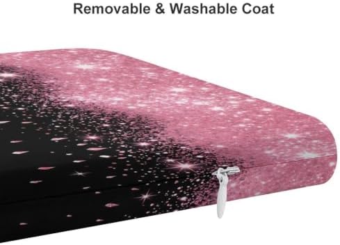 Chair Cushion Memory Foam with Removable Cover Hot Pink Glitter