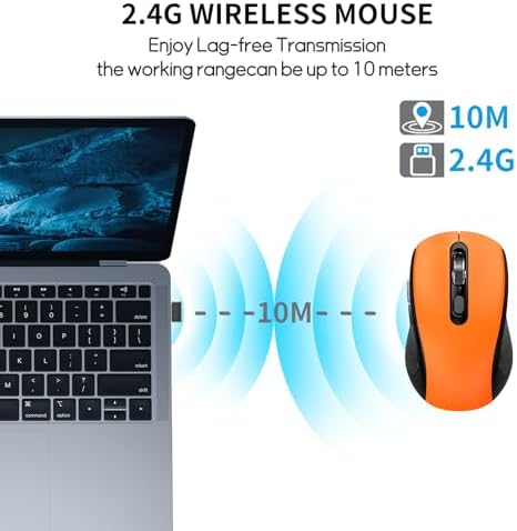 Ergonomic 6 Button Silent Wireless Side Key Mouse OrangeNo Light