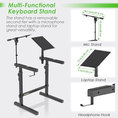 Keyboard Stand Heavy Duty Piano Stand with Mic and Laptop Stand