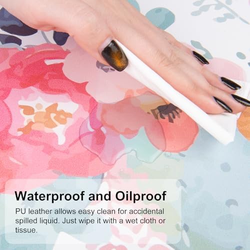 QIYI PU Leather Large Mouse Pad, Waterproof Desk Mat, 31.5" x 11.8", Peony