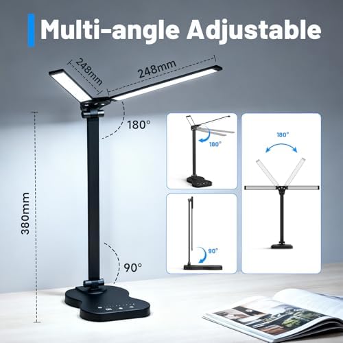 Desk Lamps for Home Office, LED Dorm Lamp, Black
