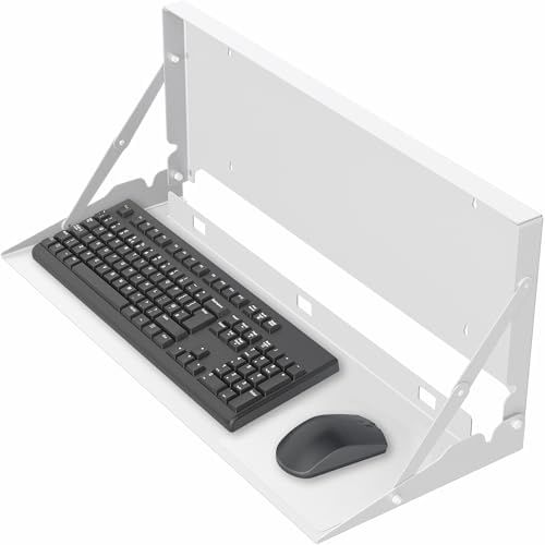 VIVO White Flip Down 24 Inch Keyboard Tray Wall Mount, MOUNT-FDKB1-W
