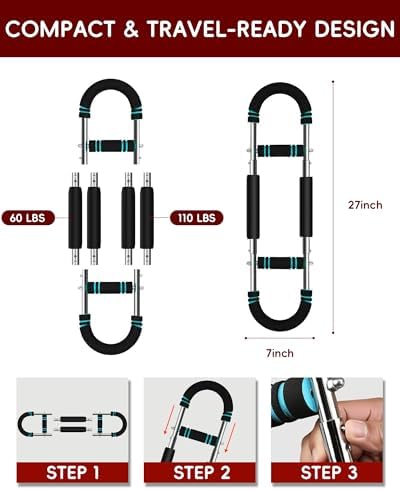 Twister Arm Trainer, 66-110lb Adjustable Chest Workout Equipment Power Twist Arm Trainer, Forearm Strengthener, Portable Spring Resistance for Home Fitness
