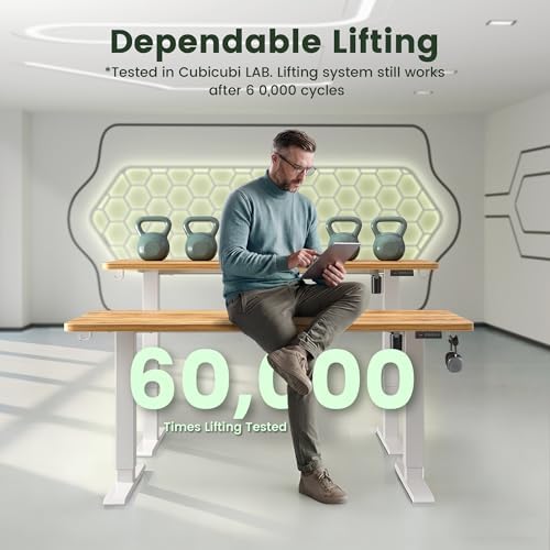 CubiCubi 48x30 Large Electric Standing Desk, 30" Deep Desktop, Light Rustic