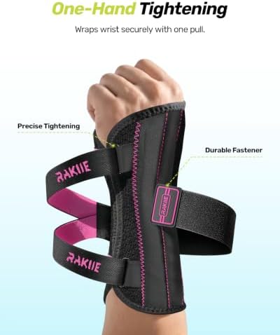 Rakiie Upgraded Carpal Tunnel Wrist Brace Night Sleep, Pink