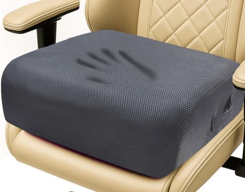 6" Extra Thick Memory Foam Office Chair Cushion – 2-Layer Booster Seat for Back & Tailbone Pain Relief, 18 x 16 x 6in Non-Slip Cushion with Carry Handle for Wheelchair, Car, and Airplane