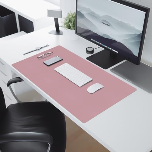 Leather Desk Pad Mat, Dusty Pink Desk Mat, 35.4" x 16.9"