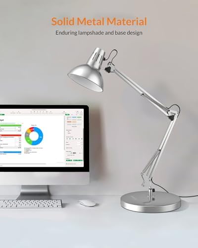LEPOWER Metal Adjustable Desk Lamp with Clamp, Swing Arm for Home Office