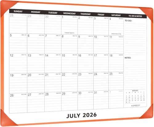 KOPEESY Desk Calendar 2026-2027 with Protective Mat 22" x 17"