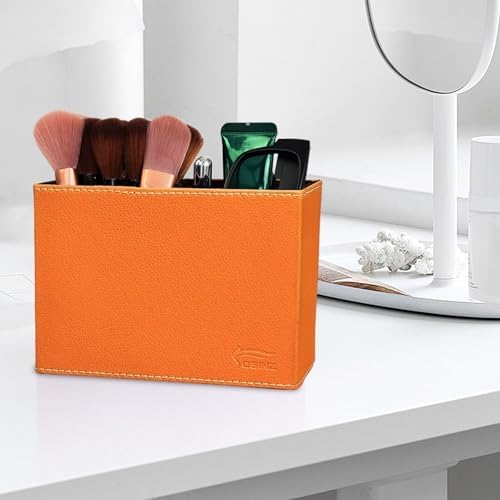 Pen Pencil Holder Cup Container PU Leather Desk Organizer Stand Decor Brush Scissor Decoration Office Home School