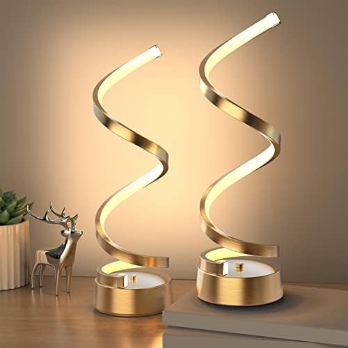 NUÜR Gold Table Lamps Set of 2, Dimmable LED Bedside Lamps