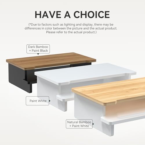 16.5” Bamboo Monitor Stand with Phone & Tablet Holder Desk Shelf