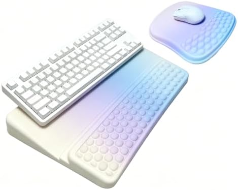Keyboard Wrist Rest -Ergonomic Keyboard Stand with Wrist Rest- with Carpal Tunnel Pain Relief Massage Bumps and Full Memory Gel Design - Ideal Frequent Computer (Blue Yellow Ombre)