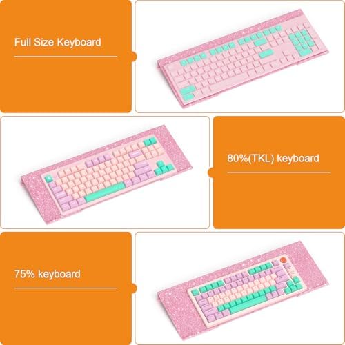 BEEGO Ergonomic Computer Keyboard Stand - Glitter Pink Acrylic Keyboard Riser Tilted Keyboard Holder Keyboard Tray with Pink Non-Slip Strip for Easy Typing at Home School Office Desk Accessories