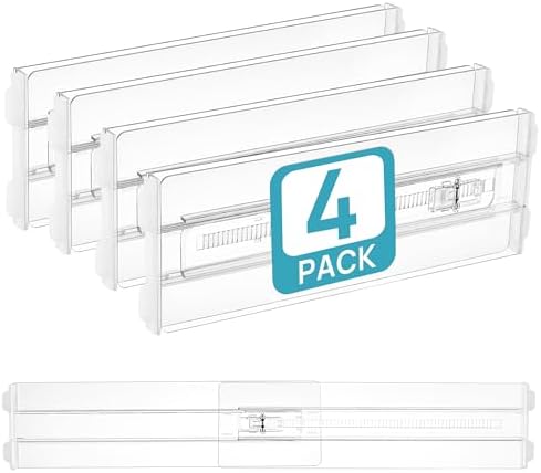 Vtopmart 4" High Drawer Dividers for Clothes, 13"-22" Adjustable, 4 pack