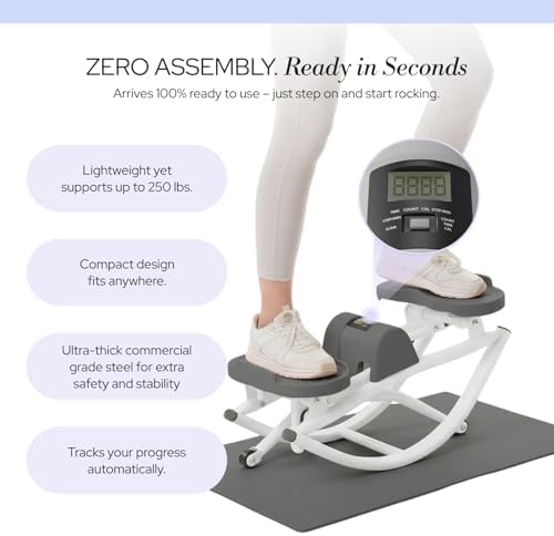 The Rock Stepper - Side to Side Rocking Stepper Machine for Home Workouts - Low Impact Indoor Cardio Leg Glute and Core Training - Quiet Compact Step Rocker Exercise Equipment