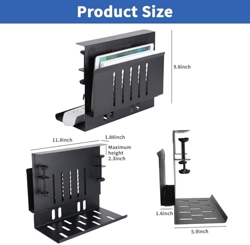 LUKETURE Desk Side Storage,11-4/5" Power Strip Cable Management Tray