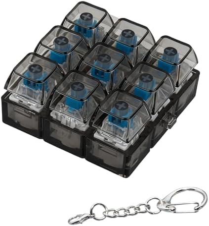 Keyboard Fidget Toy, Keyboard Fidget Keychain 9-in-1 Keyboard Decompression Button Finger Clicker Toys Stress Relief Fidget Gifts (Black)