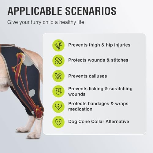 Dog Hind Leg Sleeve, Recovery Sleeve to Stop Licking & Protect Wounds - L