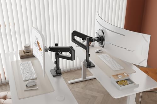 DIGITUS monitor mount – 1 screen – up to 57 inches – 27 kg load capacity – gas pressure spring – for flat and curved monitors – VESA 75x75 100x100 – rotate, swivel, tilt – black