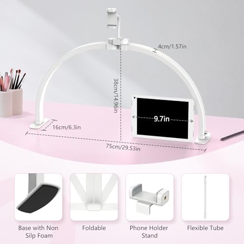 Yokilly Half Moon Light for Nail Desk: 29" Foldable Nail Light for Desk